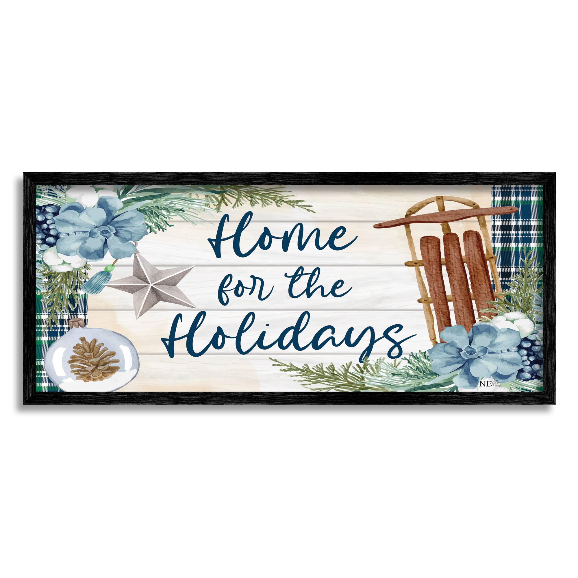 Stupell Industries Home For The Holidays Tartan Framed Giclee Art